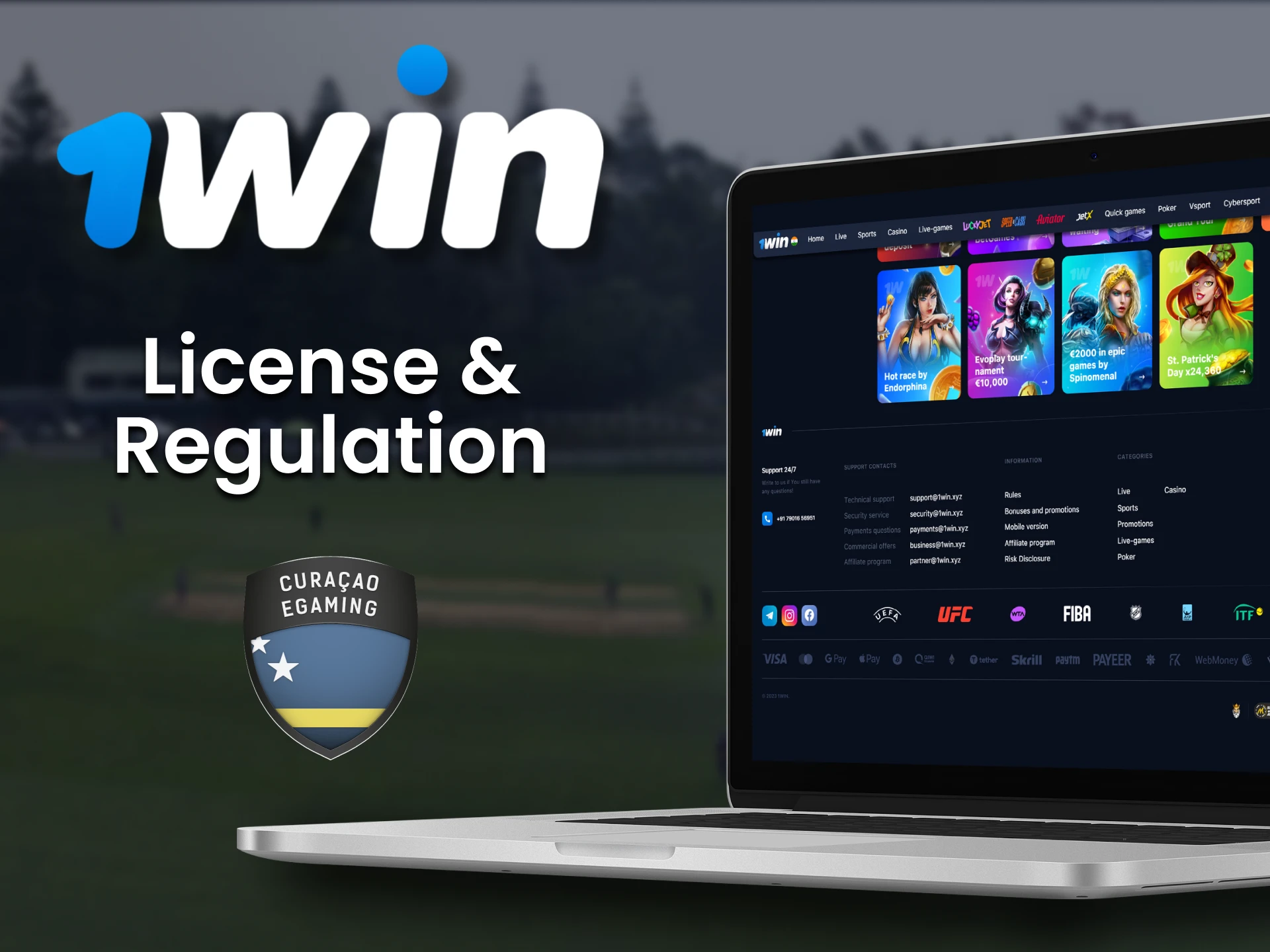1Win is verified and working under the Curacao license.
