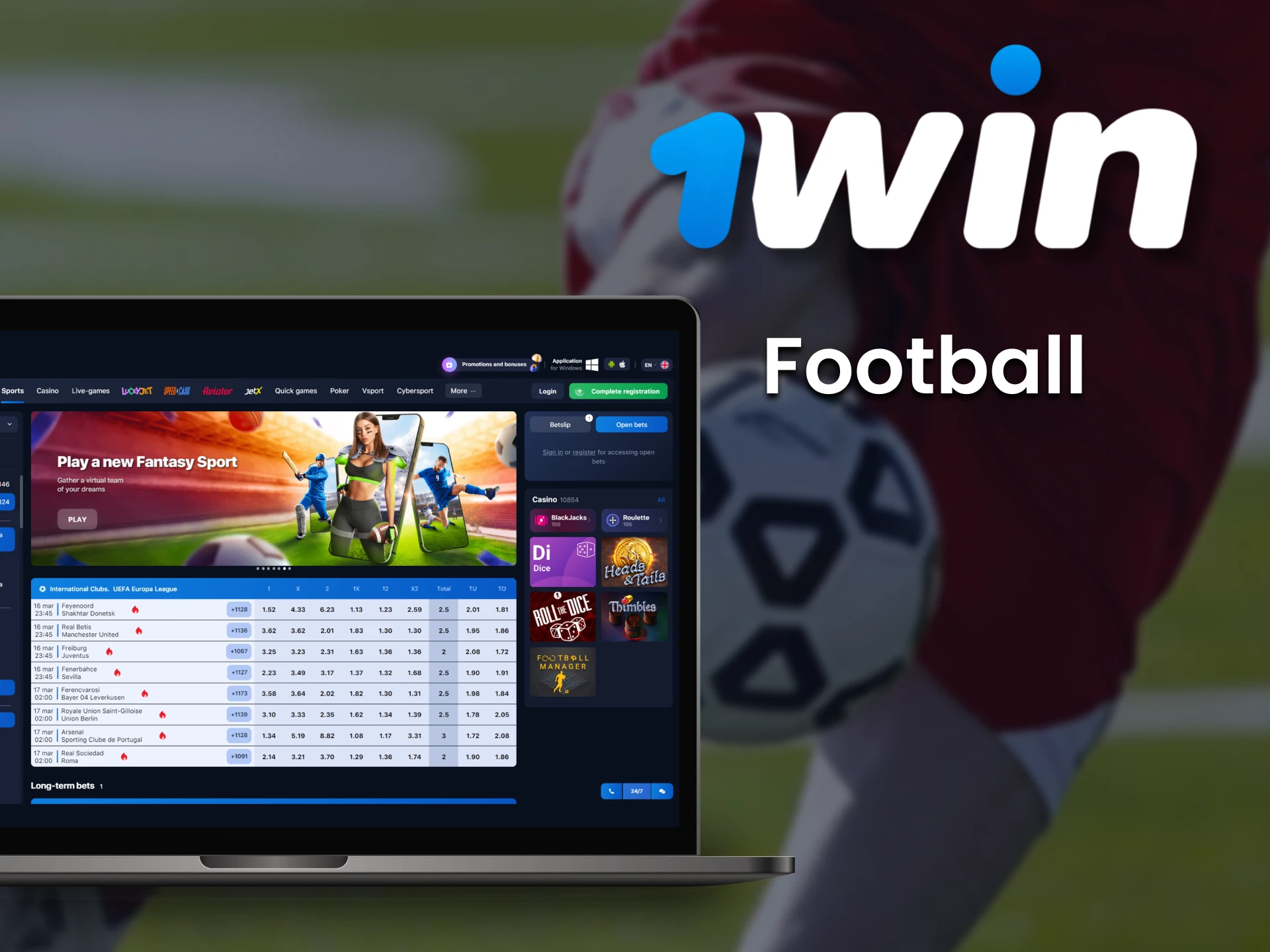 Football is the most popular sport to bet on 1Win website.