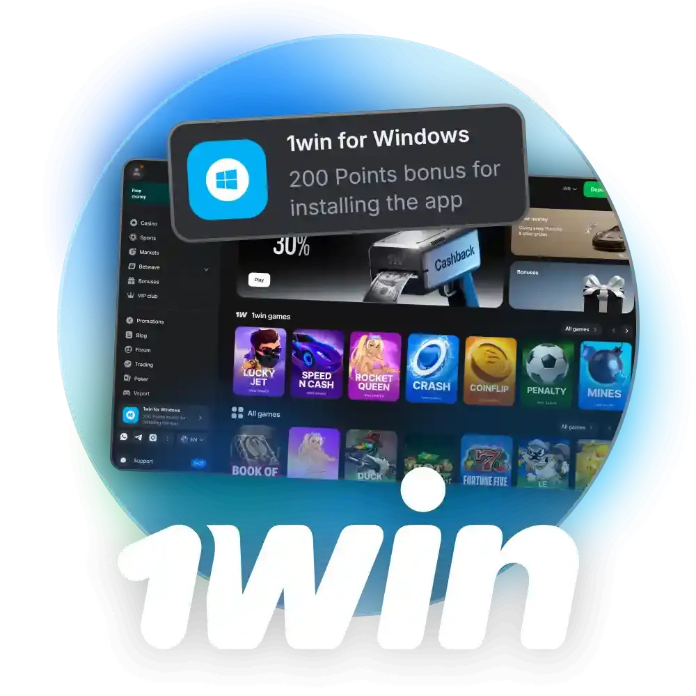 For casino games and betting, you can download the 1win application for PC.